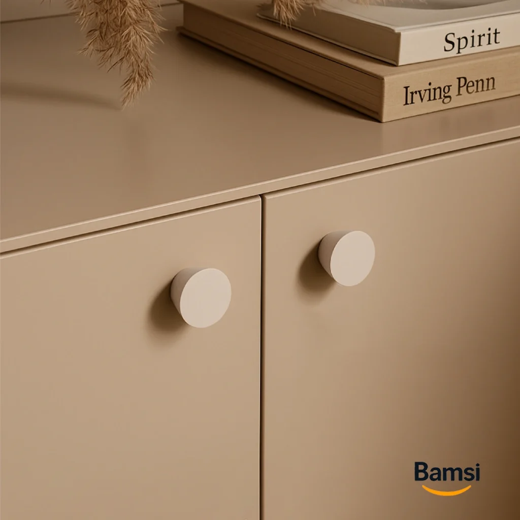 دستگیره تک پیچ کابینت و کمد رنگ کرمی n128